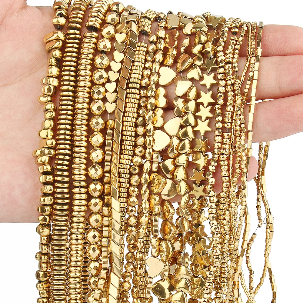 Retention Color AAA+ Gold Plated Hematite Beads Natural Stone Irregular Geometric Beads For Jewelry Making Diy Bracelet
