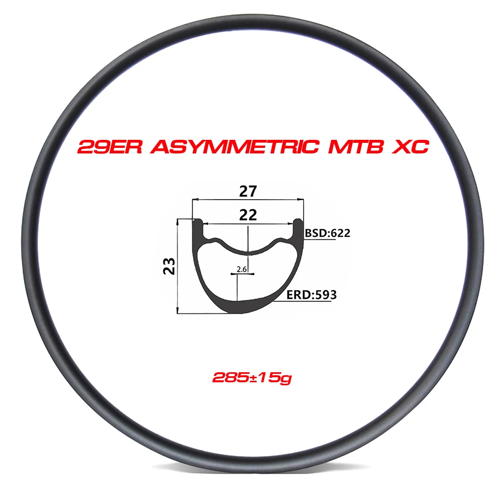 

Light Asymmetric MTB XC Bike Carbon Rim Clincher Tubeless 27mm Width 23mm Depth 22mm Inner Mountain Bicycle Wheel UD 3K 12K