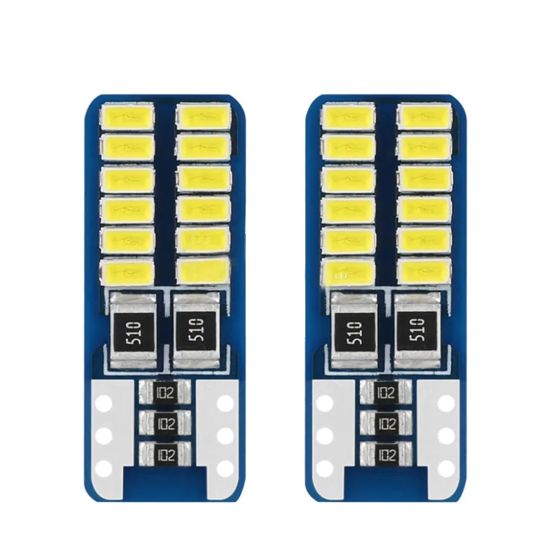 2pcs High Quality T10 W5W 168 192 Led Tail Light 3014 24smd 12V For Auto Lamp CANBUS NO Error Car Marker Parking Bulb White