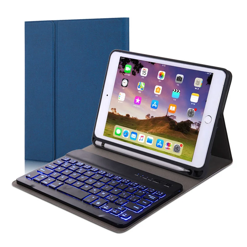 IPad Keyboard Case for iPad,Pro9.7,Air 1/2,10.2,11Backlit Detachable Quiet Bluetooth Keyboard –Folio Cover –7 Color Backlig