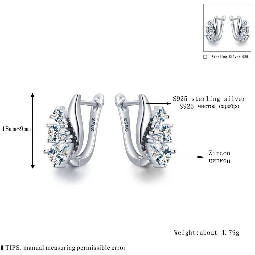 2026 New Fashion Black Hoop Earrings For Women Classic Silver Color Trendy Spinel Engagement I217
