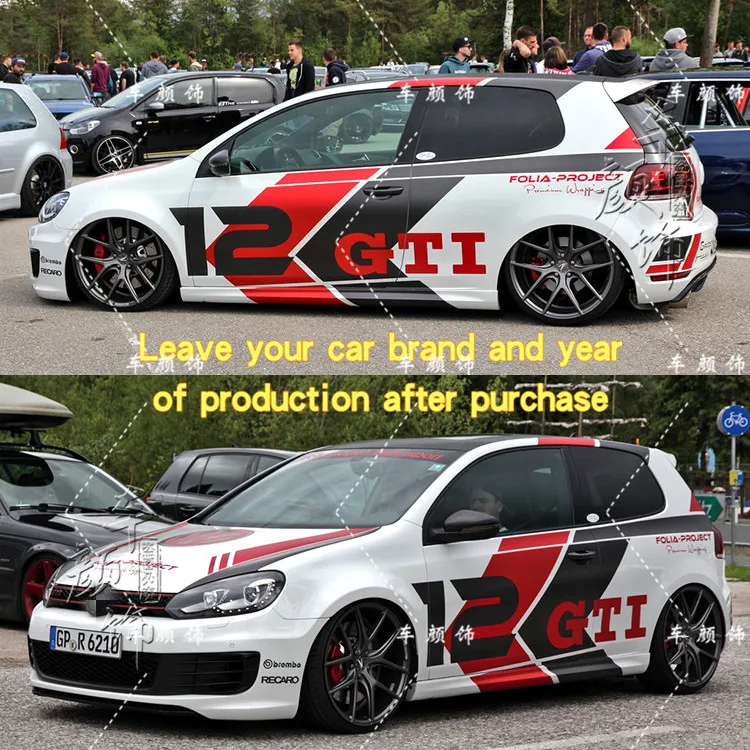 Sport Racing Body Side Skirt Waist Line Stripe Sticker Wrap Vinyl Film Decal Accessory for VW Golf8 MK8 MK 8 GTI Car Stickers