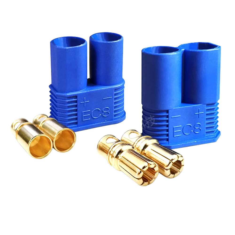 Adaptador de conector de enchufe tipo Banana de alta corriente EC8, conector macho/hembra chapado en oro de 8mm, para Motor RC ESC, batería Lipo,