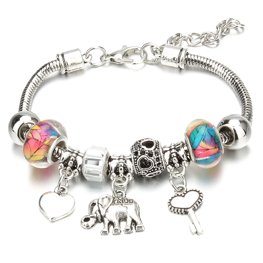Dropshipping Charm Bracelet & Bangles 6-color Flower Beads Brand Bracelets for Women Fashion Jewelry Girl Friendship Gift