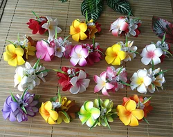 MIXED COLORS Free Shipping 50pcs/Lot HC00043 5 Color Foam Plumeria&Silk Flower Hair Clip Women Accessories Hawaii Tropical Tiara