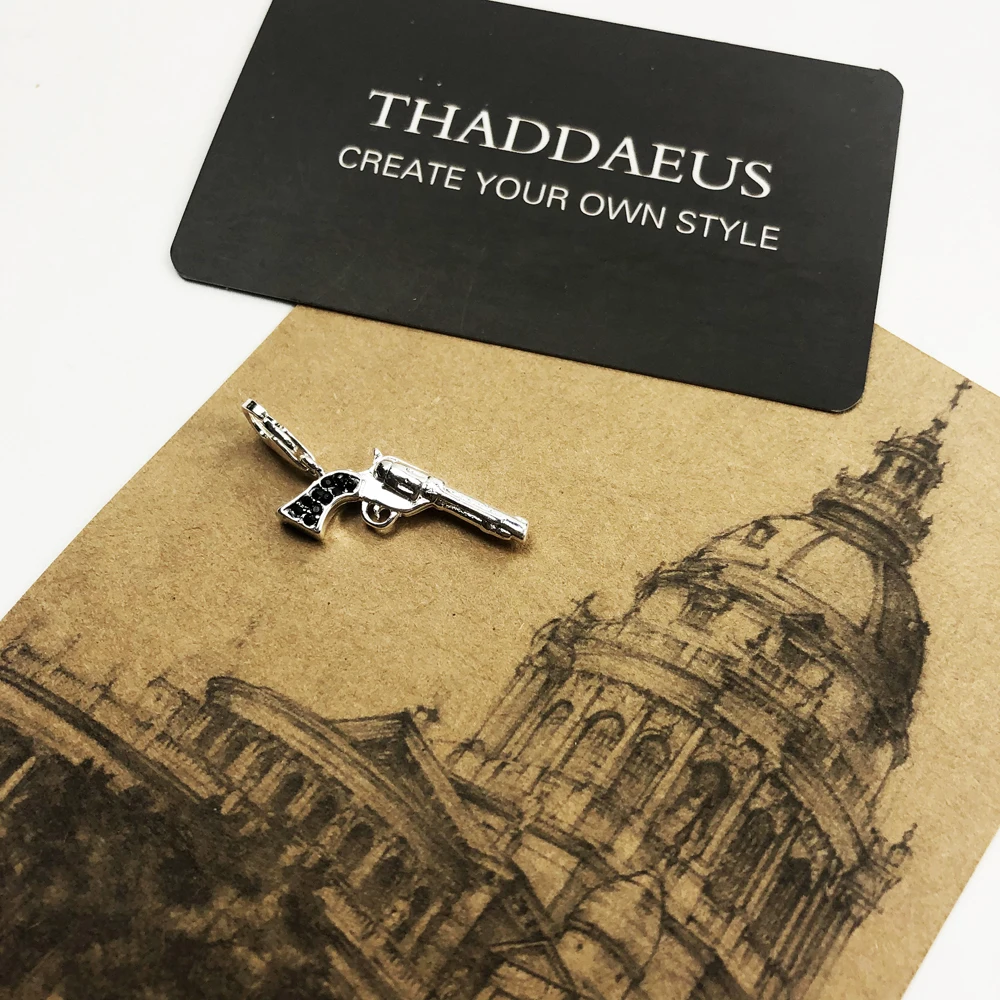New Trendy Stylish Vintage 925 Sterling Silver Tone Cowboy Gun Pistol Pendant Revolver Shaped Charm Novelty Gifts for Men view 6