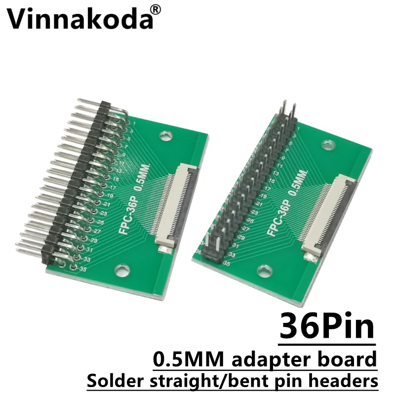 

2PCS FFC/FPC adapter board 0.5MM-36P to 2.54MM welded 0.5MM-36P flip-top connector Welded straight and bent pin headers