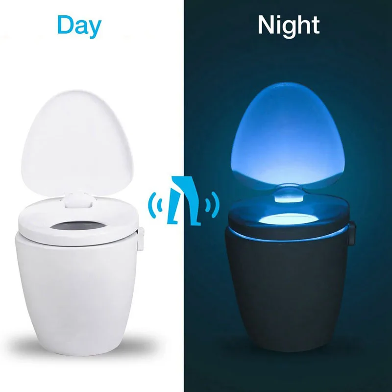 Inteligente pir sensor de movimento wc assento luz noturna 8 cores à prova dbacklight água luz de fundo para vaso sanitário bacia led luminaria