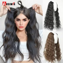 Aosiwig Synthetic Long Culry Clip in Hair Extensions Wig Natural Fake False Hair One Piece Hairpin Accessories Hairpiece Women