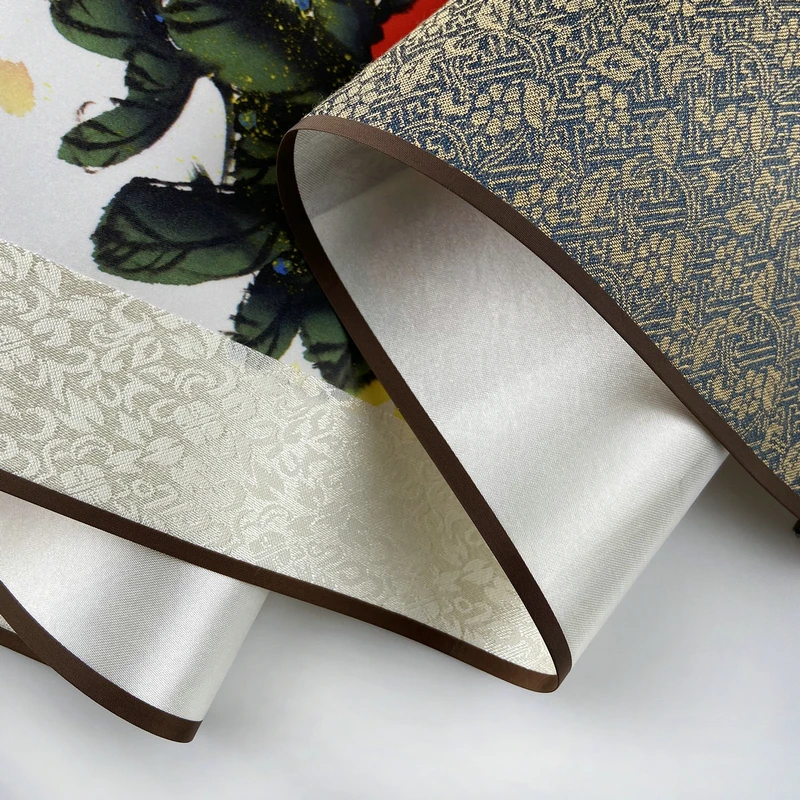Chinese Style Ink Silk Scroll Painting Silk Reel Rolling Wall Hanging Art for Wall Picture Decoration (39 in x 12 in)