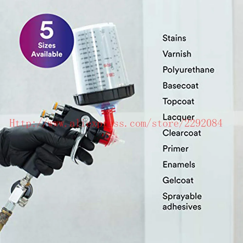 50 pz vernice pistola a spruzzo tazza coperchi e fodere Kit 160/400/600/800ml misurino monouso connettore rapido accessori pistola a spruzzo