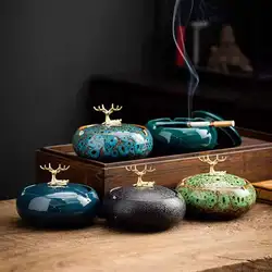 2022 creative home personalized ash storage box office ceramic ashtray Nordic living room decoration deer ashtray ornaments