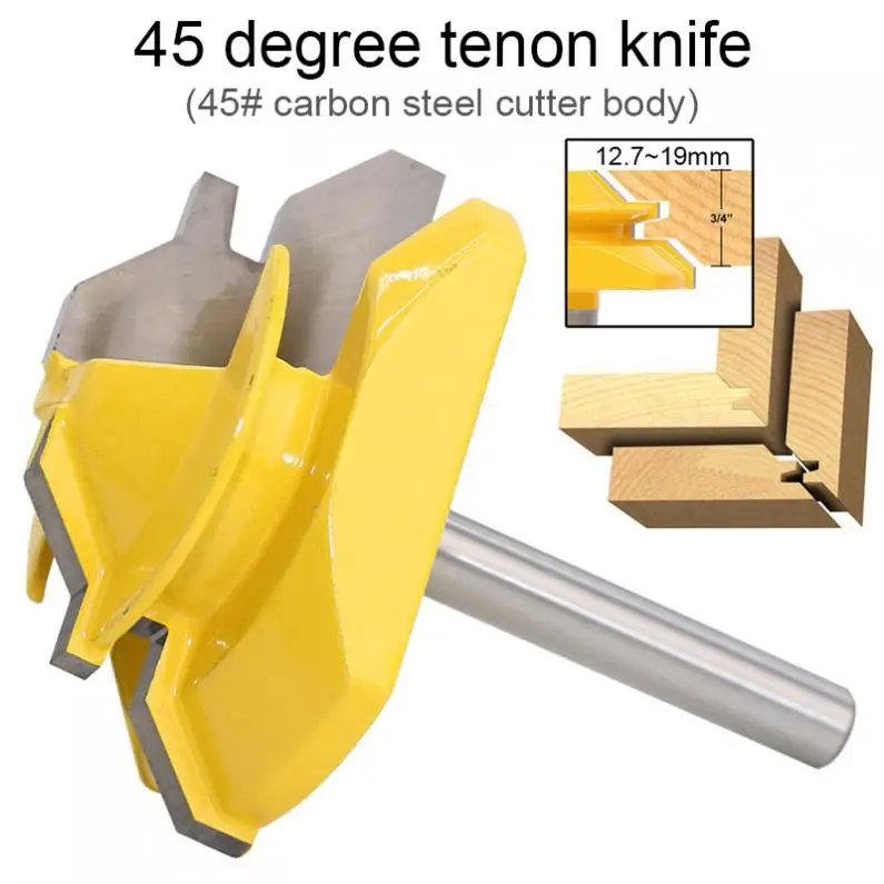 

1 Piece 1/4" Shank 45 Degree Lock Miter Router Bit Woodworking Tenon Milling Cutter Tool Drilling Milling For Wood Carbon Steel