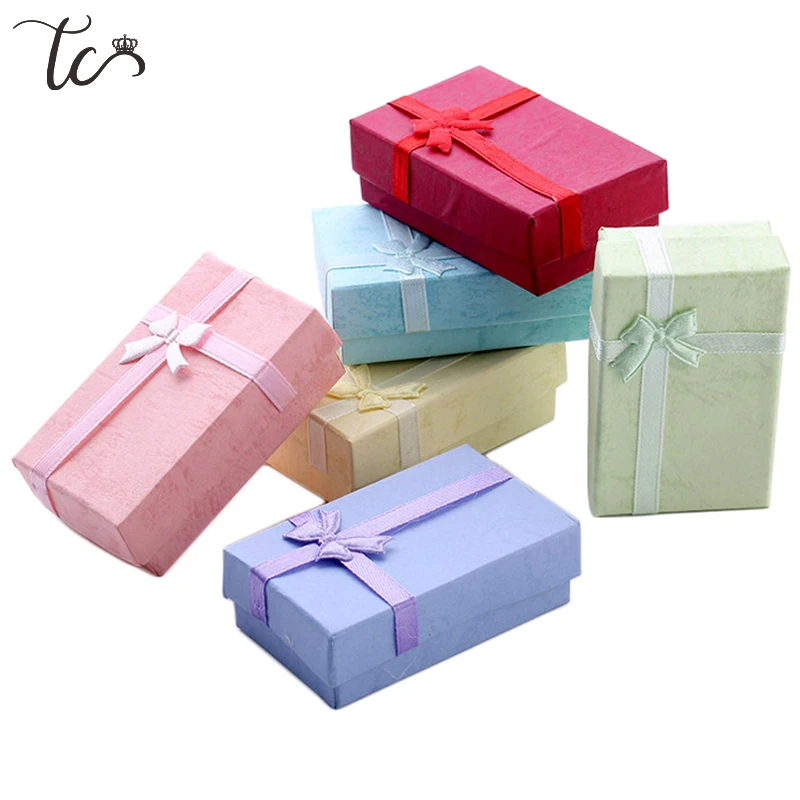 Paper Gift Boxes for Jewelry Packaging 5*8*2.5cm Ring Earrings Necklace Holder Display Wedding Gift 16pcs/Lot