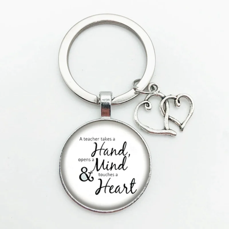 Gift for The Teacher Day Keychain The Best Teacher Present Cut Car Key Chain Ring Holder for Men and Women Jewelry