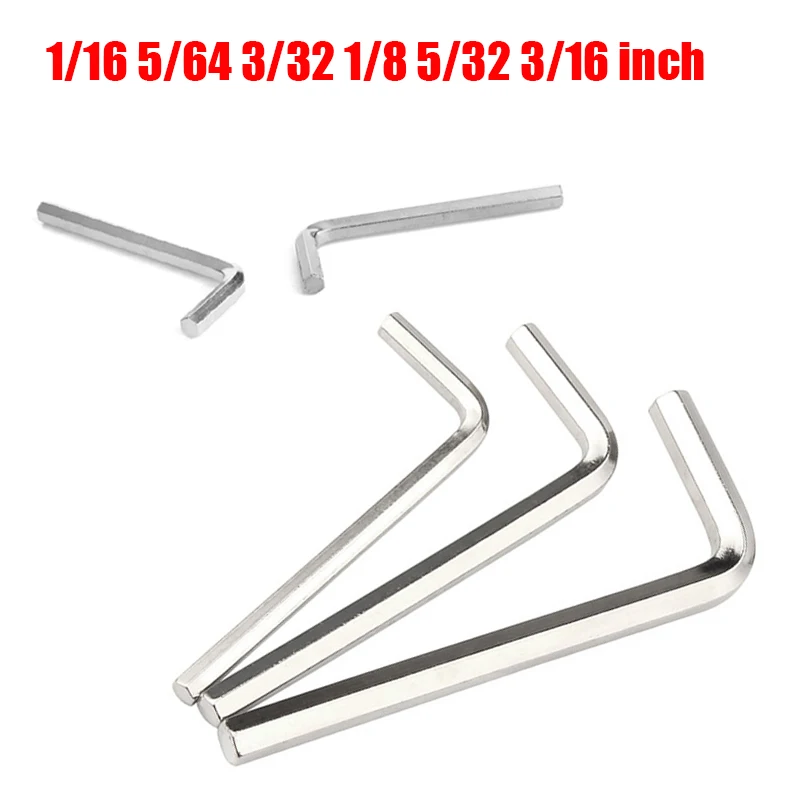 10pcs 1/16 5/64 3/32 1/8 5/32 3/16 Inch L Shap21 Hex Hexagon Key Allen Wrench Carbon Steel Allen Key 1/5/10 PCS