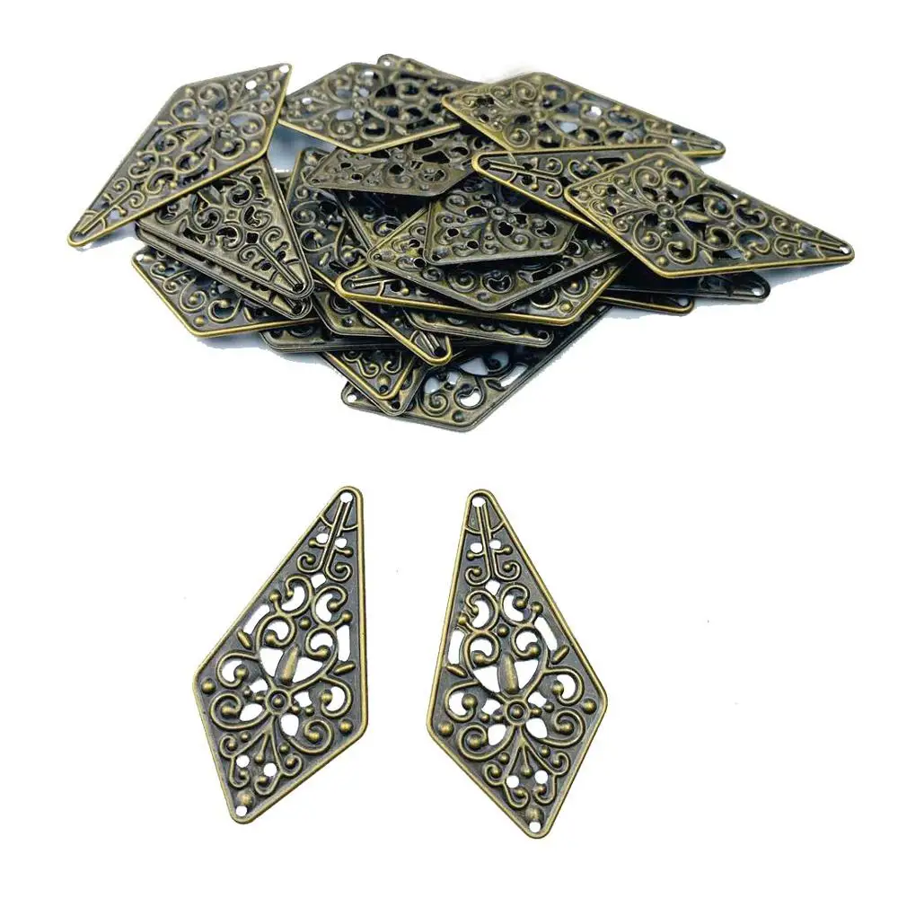 20 pieces/lot 23x45cm antique bronze tone metal Filigree Flower Wrap Connector   Jewelry DIY Components