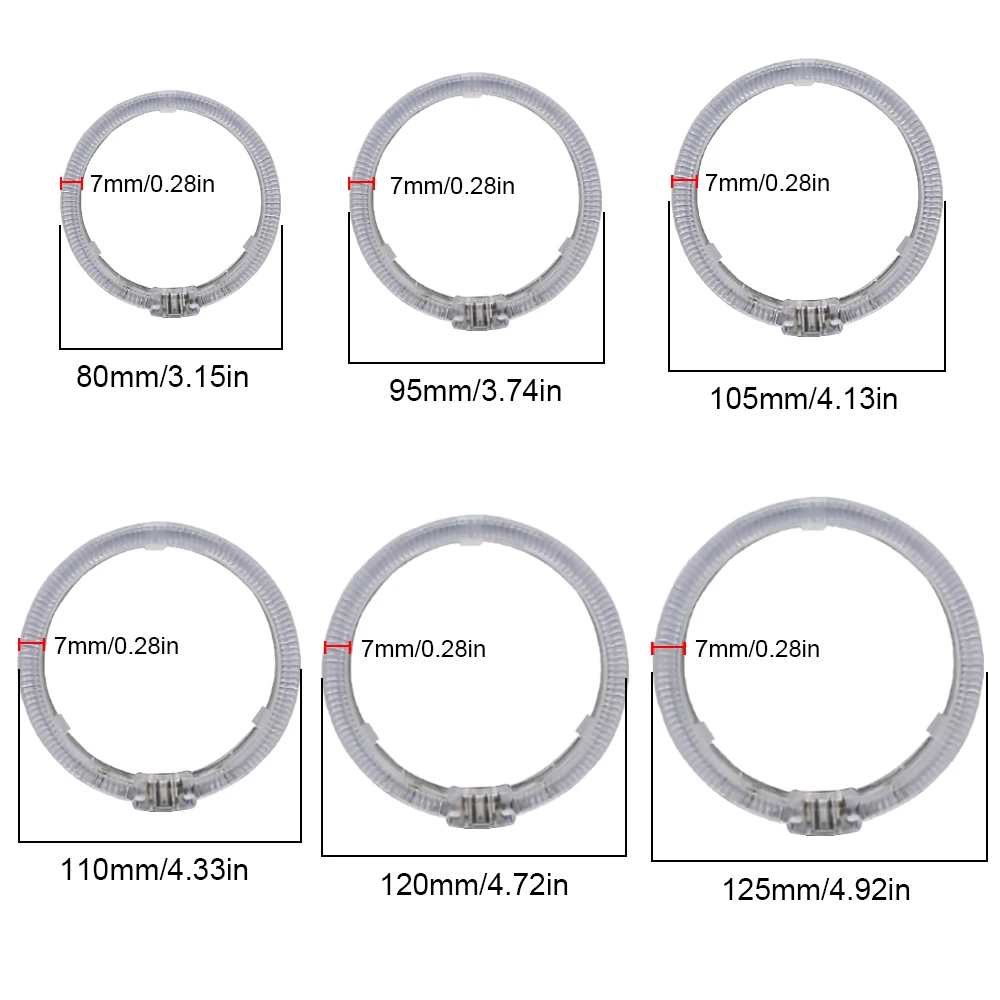 1 Pair Angel Eyes LED Car Halo Ring Lights 12V Red Headlight 80MM 95MM 105MM 110MM 120MM 125mm day Light