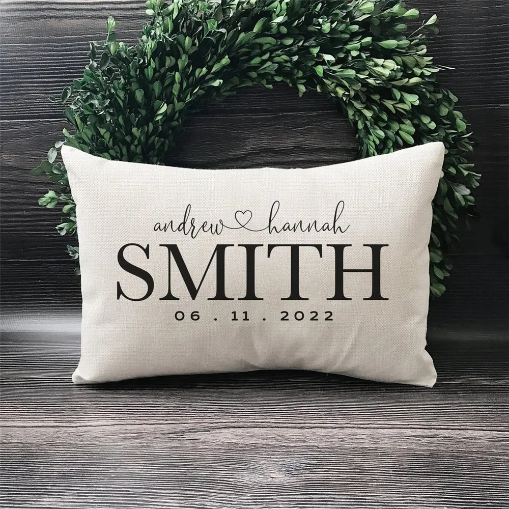 Personalized Pillow Cover Anniversary Engaged Gift Custom Couples Wedding Decoration Pillow Cover Romantic Gifts