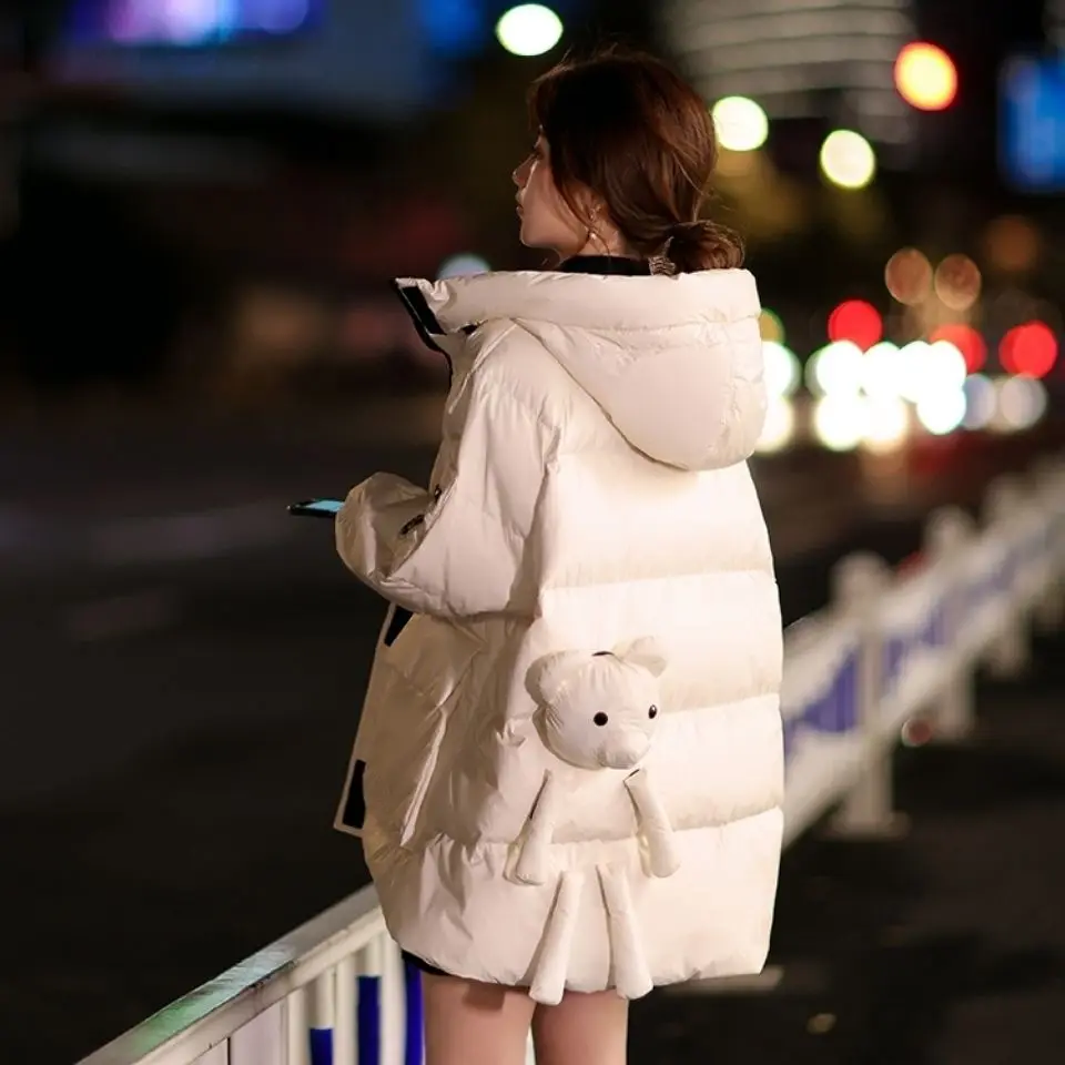 2024 down padded jacket puppet bear western style loose hooded warm coat jacket wild trendy women for shopping brand casual coat