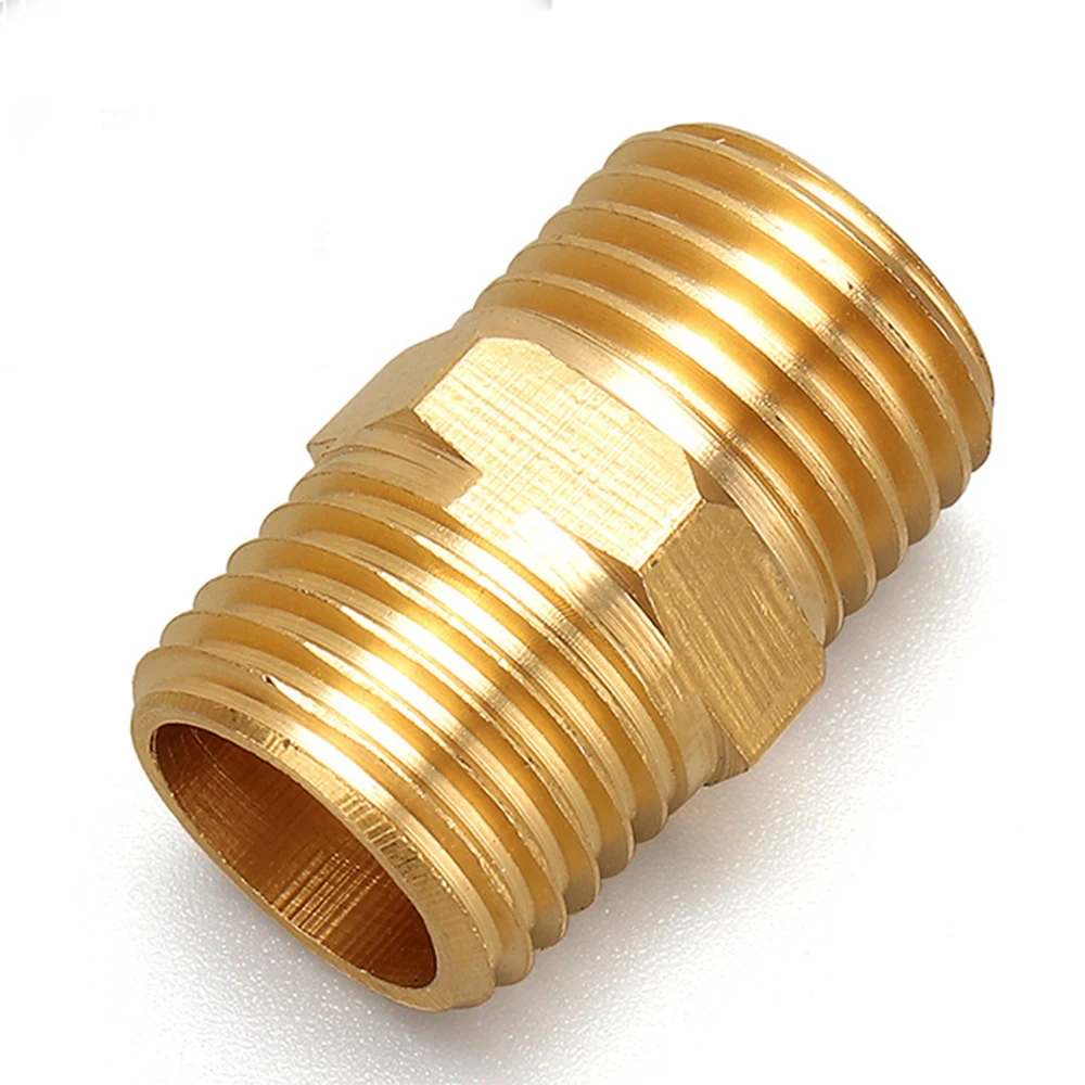 Brass Pipe Hexagonal Connector Quick Connector 1/8 1/4 3/8 1/2 3/4 1 BSP Male to Male Thread Water-Oil Pneumatic Connector