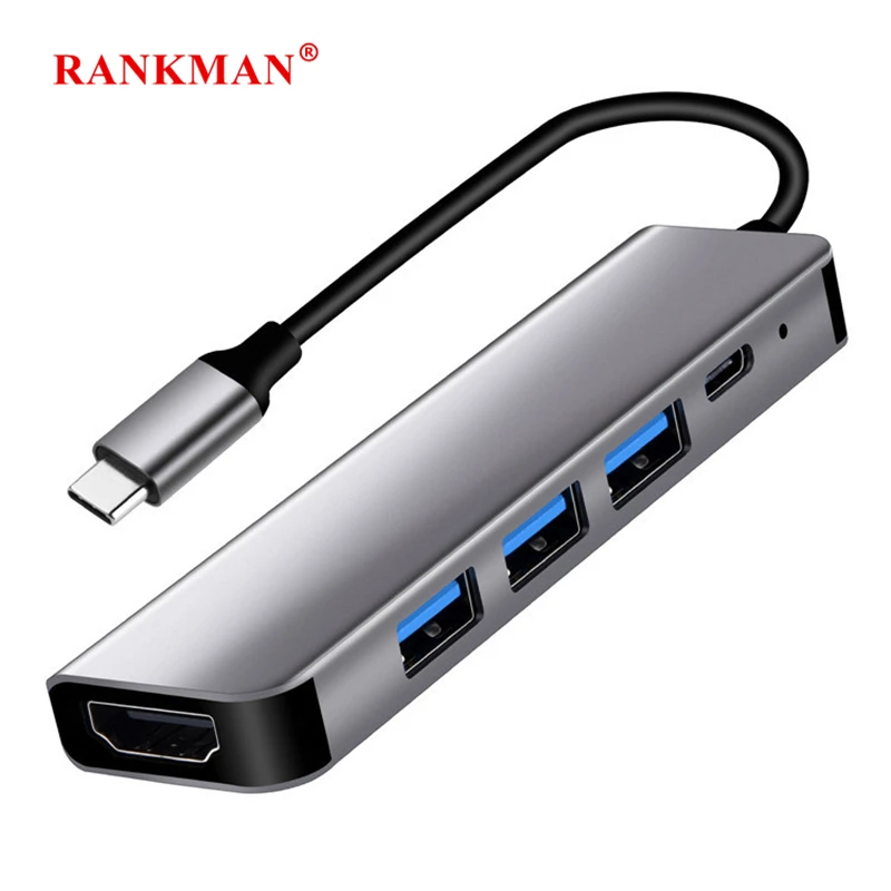 Hub USB-C z rozdzielaczem 4K HDMI, stacja dokująca USB 3.0 Type-C z ładowaniem PD do MacBooka, iPada, Samsunga S20, Dex TV, laptopa