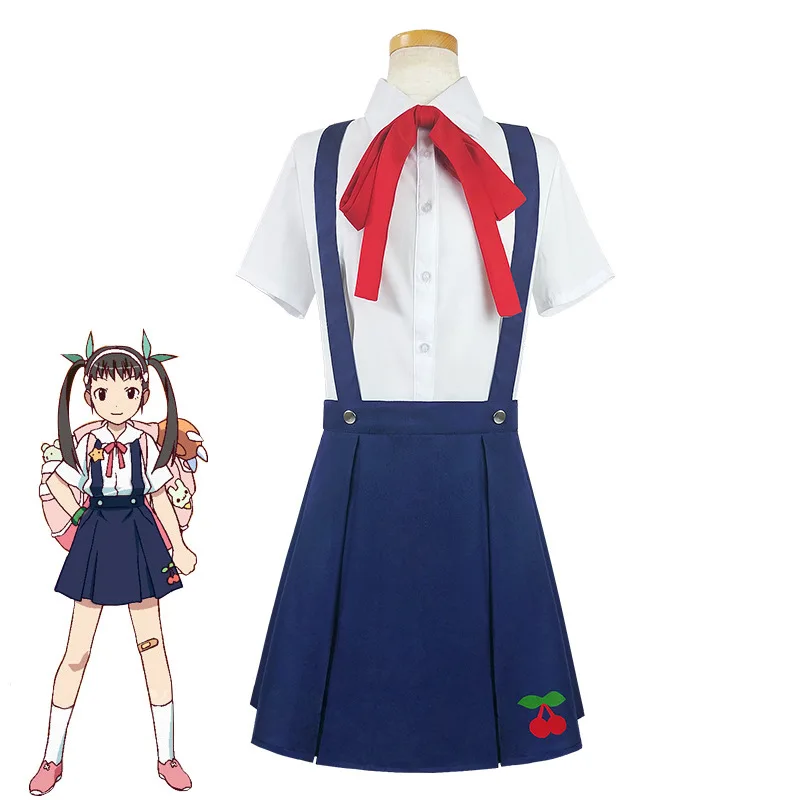 

Anime Monogatari Series Hachikuji Mayoi School Uniform Cosplay Costume Halloween Party Girls Suspender Skirt