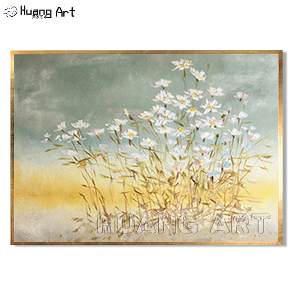 Hand-Painted Daisy Oil Painting on Canvas Flowers Abstract Floral Wall Art Picture for Home Decor Art Drop Shipping Landscape