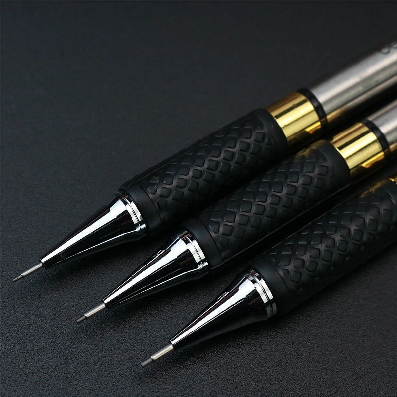 Rubber non-slip metal mechanical pencil Stainless steel penholder 0.5mm 0.7mm 0.9mm 2B black Pencil lead