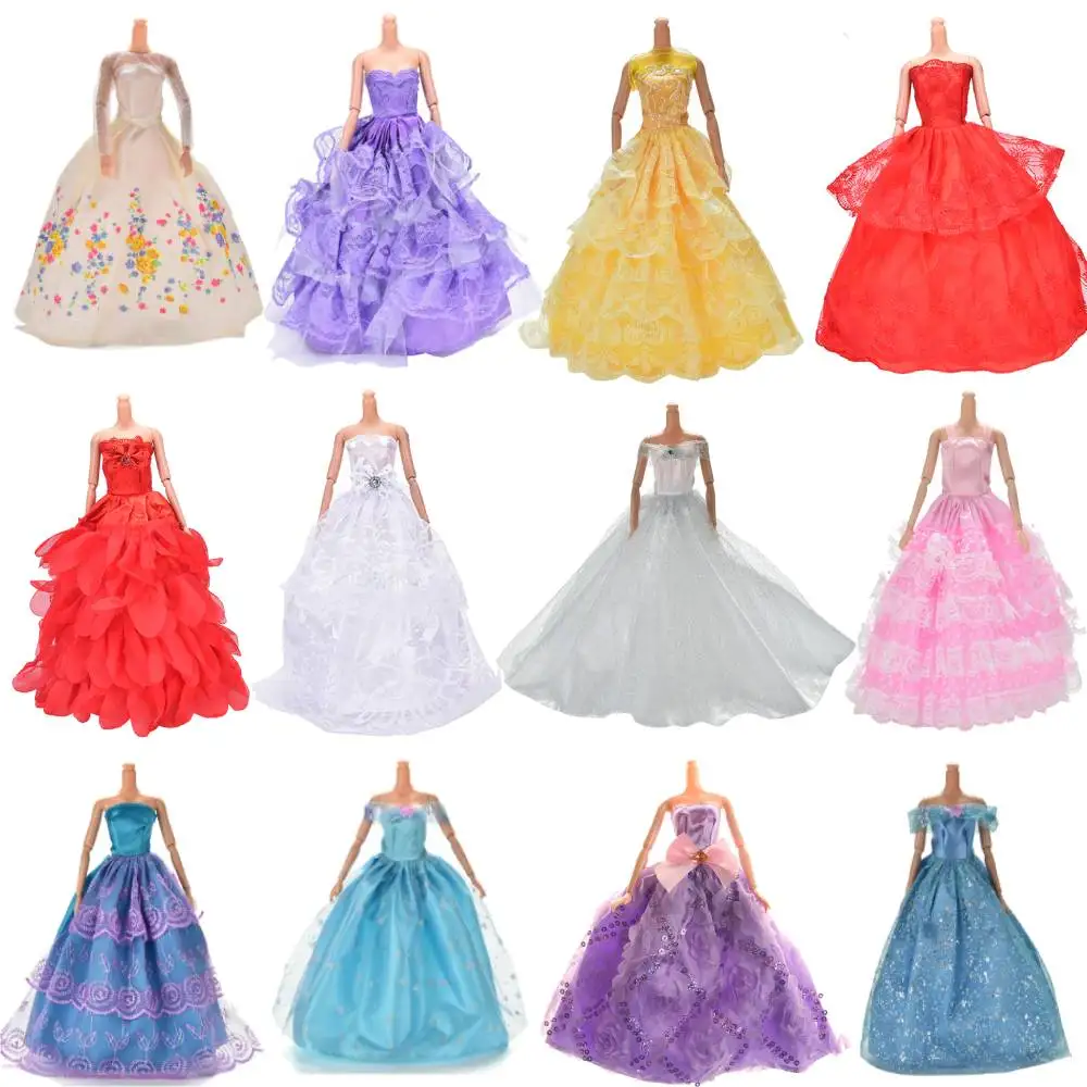 Colorful Elegant Handmade Summer Bridal Gown Princess Dress Clothes Wedding Party Dress For Girl Doll Acessories