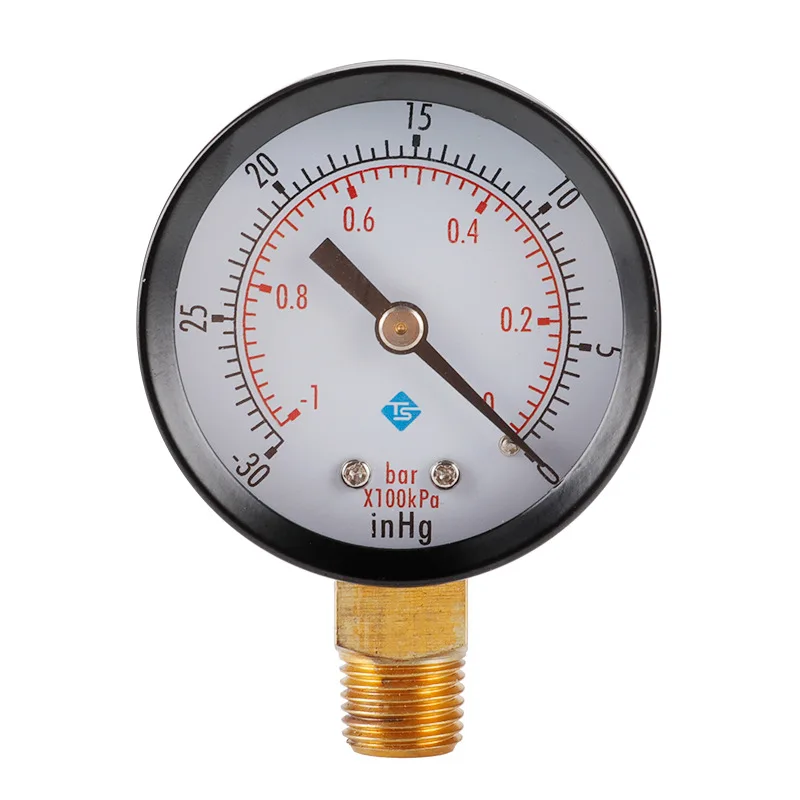 0~-30inHg 0~-1bar 1/4BSPT50mm Diameter Radial Vacuum Pressure Gauge, Pressure Gauge, Oil Pressure Gauge