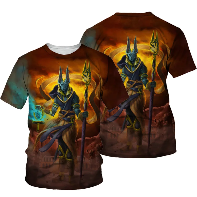 Anubis 3D Print Men T-shirt 2021 Summer O Neck Short Sleeve Tees Tops Ancient Egypt Style Male Clothes Fashion Casual T-shirts