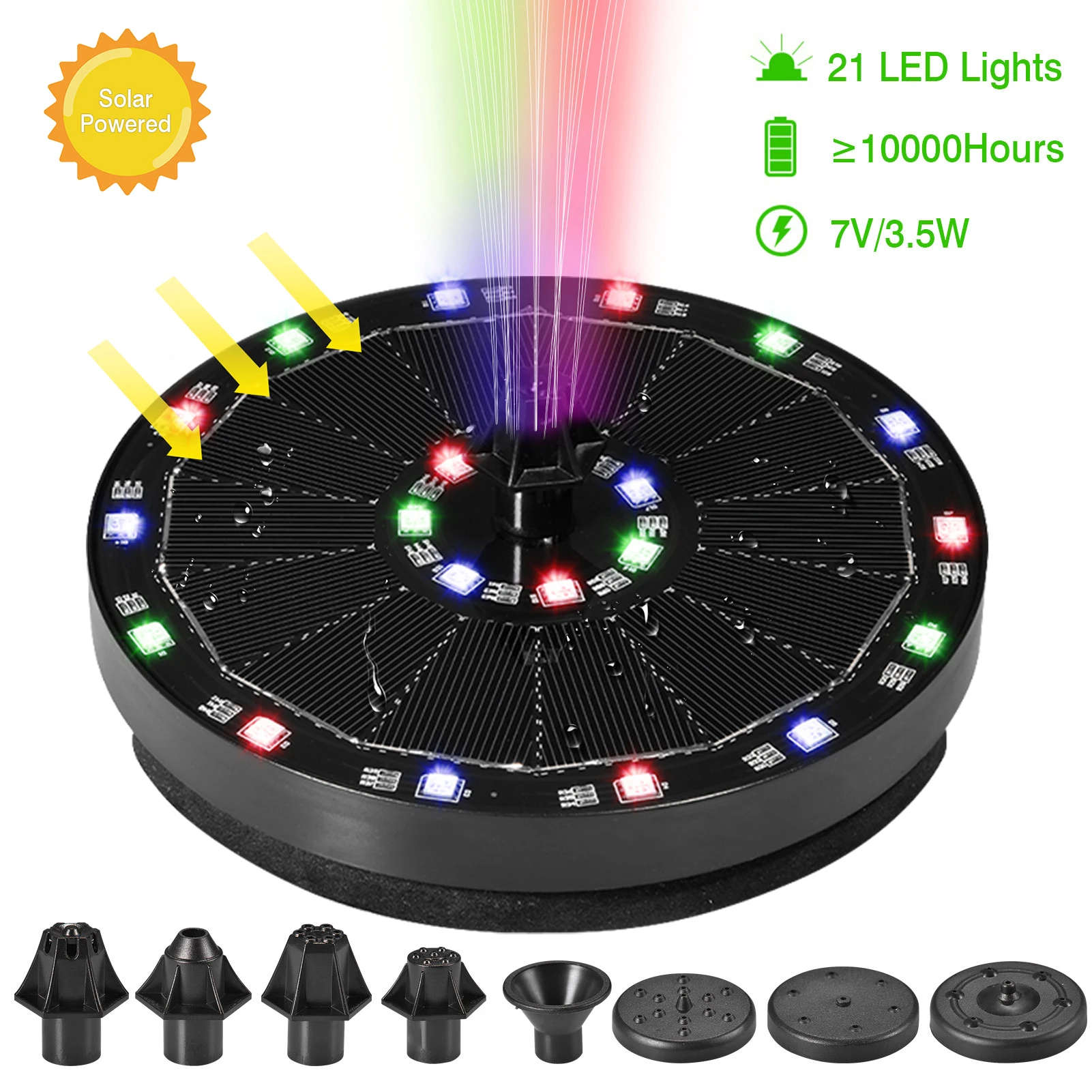 10V/9V/7V/6V3W/3.5/4W fontanna solarna kolorowe diody LED światła baseny pompa fontannowa Panel zasilany energią słoneczną fontanna wystrój ogrodu