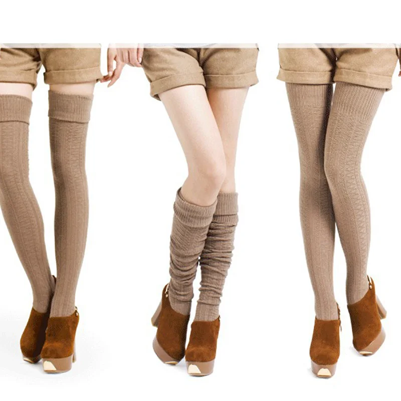 

1 Pair Winter Stocking For Female Women Over The Knee Stocking Warm Thighs High Ladies Stockings Knitted DP908021