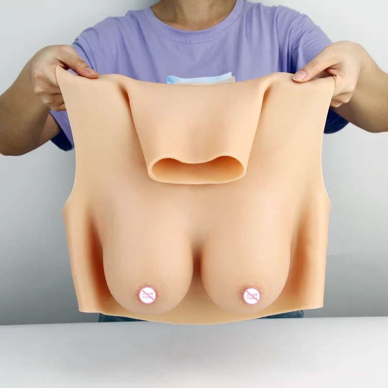 ONEFENG T-2 One-Piece Vest Style Cottonfilling Breast Silicone Or Cotton Filling F G H I Cup Fake Breast For Cosplay