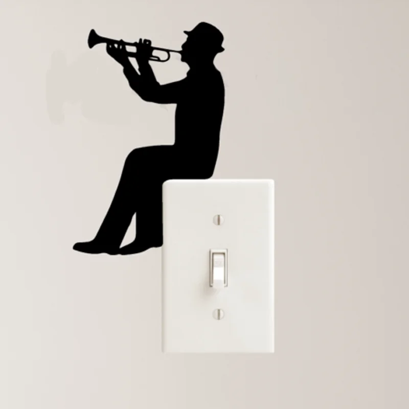 

Trumpet Music Decal Vinyl Sticker Man Jazz Light Switch Classical Home Decor Car Window Laptop Sticker