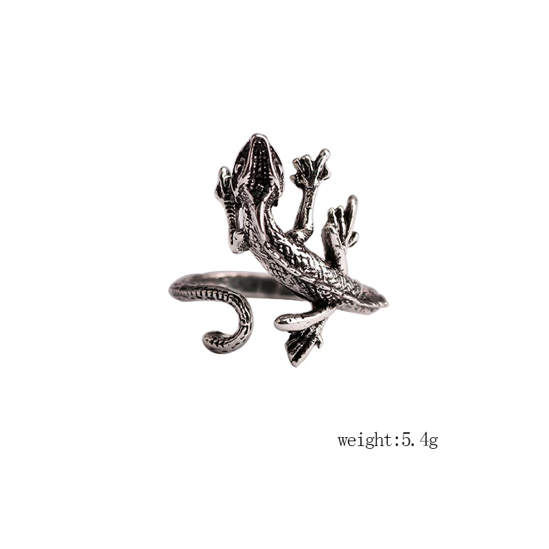 Retro Punk Cute Lizard Ring Men And Women Adjustable Steampunk Black Ferocious Animal Anime Jewelry Accessories Wholesale 2021