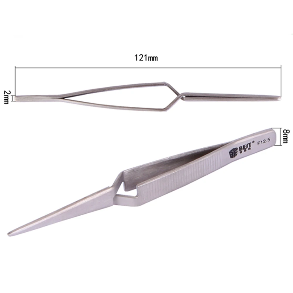 1Piece Cross Lock Stainless Steel Precision Tweezers Reverse Action Tweezer Maintenance Hand Tools 121mm