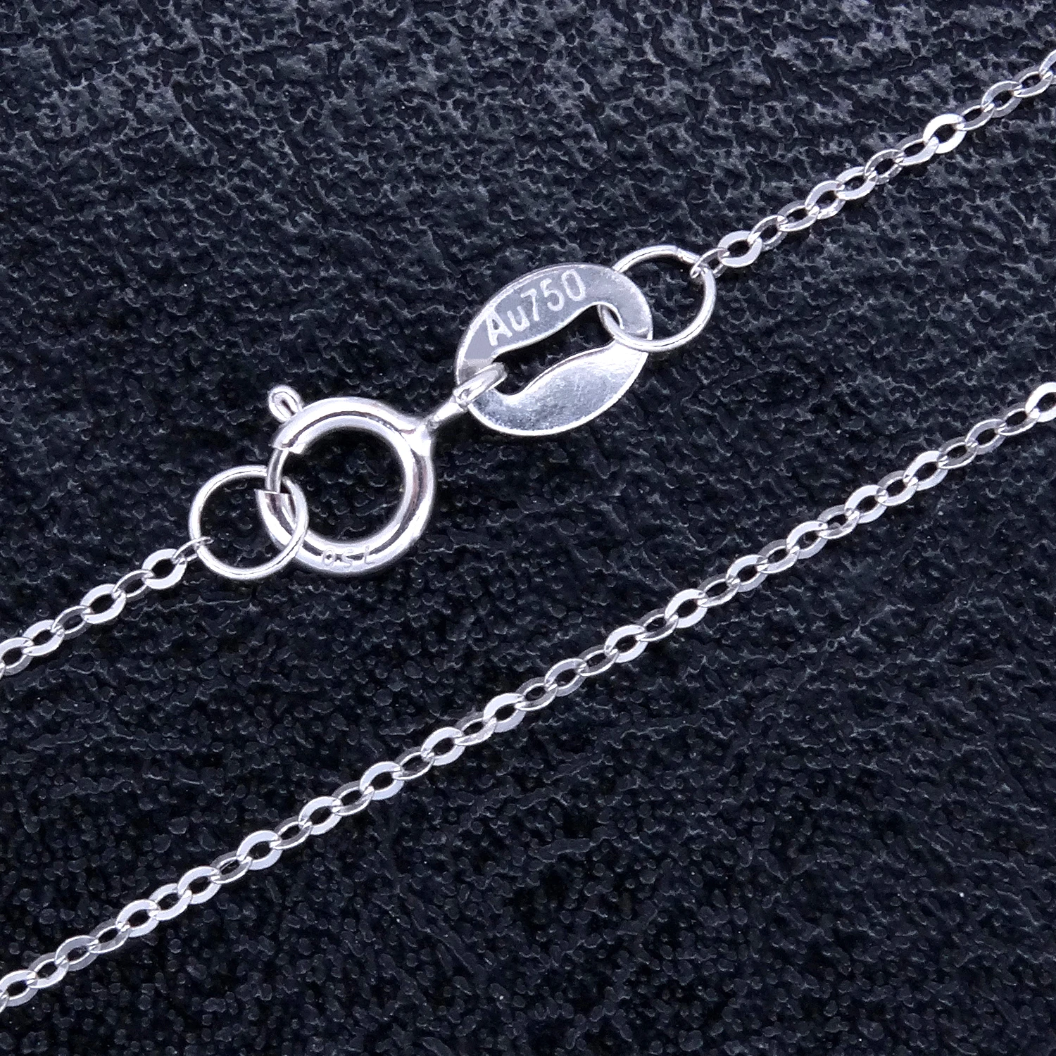 

Fine Jewelry Genuine 18K White Gold Necklace for Wedding Engagement Cute Rolo Chain Stamped Au750 40cm / 45cm