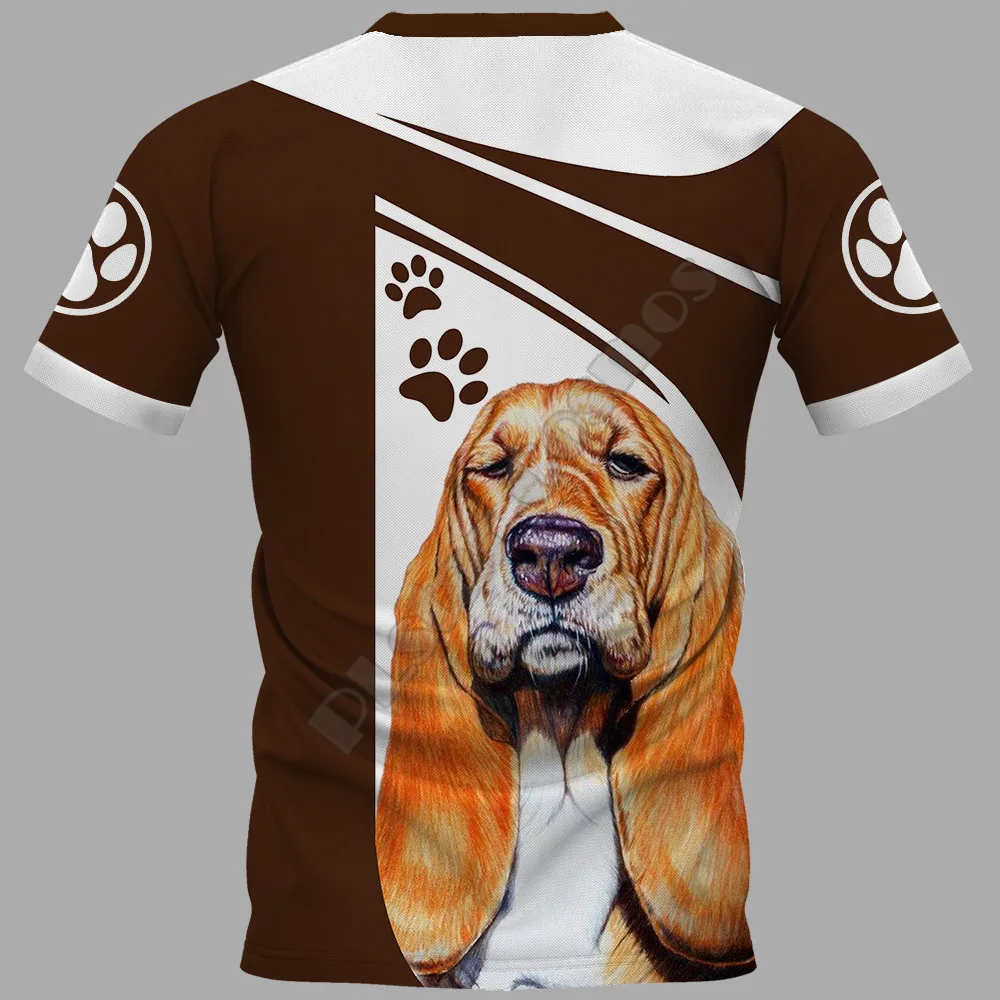 PLstar Cosmos Basset Hound 3D Printed t-shirt Harajuku Streetwear T shirts Funny Animal Men For Women Short Sleeve 01