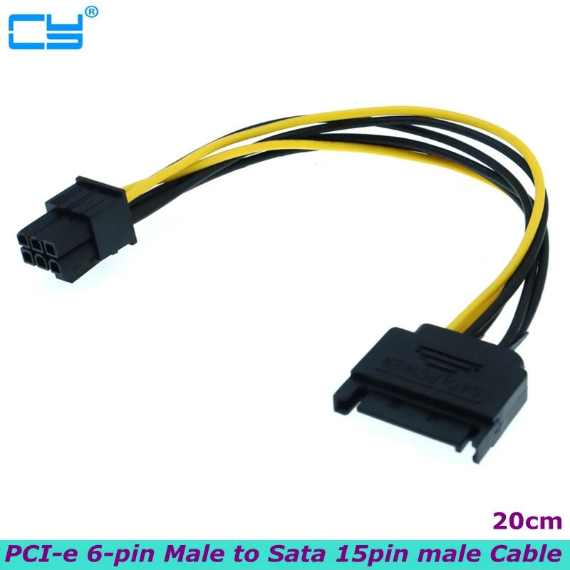 High Quality 15 Pin SATA To 8Pin PCI-E Power Cable 15Pin SATA Male To 8pin(6+2) PCI-E Male Video Card Power Supply Adapter Cable