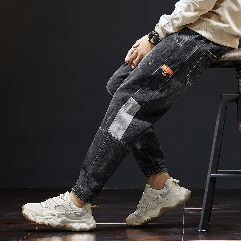 ICCLEK 2021 Autumn/winter New Style Small-footed Jeans Men's Loose-fitting Washed Trousers Fashion Casual Pants Mens Jeans