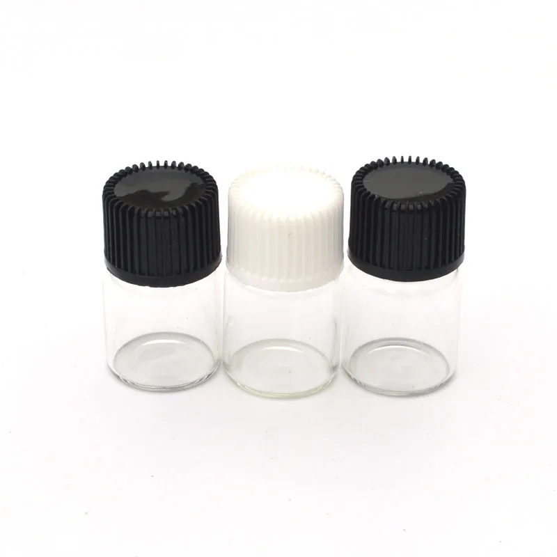 

500pcs 2ml Clear Glass Bottle with Orifice Reducer Essential Oil Mini Bottles Clear Perfume Vials