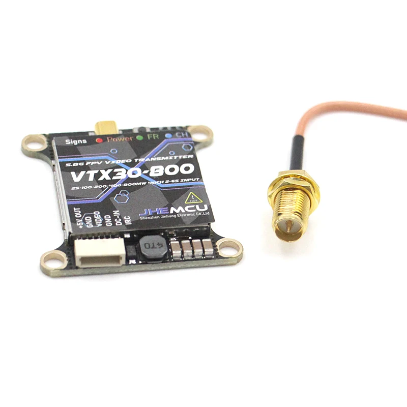 JHEMCU VTX30-800 5.8G 40CH M3 PitMode 25mW 100/200/400/800MW Adjustable VTX 2-6S 30x30mm for RC FPV Freestyle Racing Drone