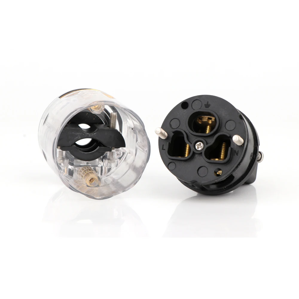 Paar P029 EU/US-Version Netzstecker Messing vergoldet US 3-poliger AC-Stromanschluss für DIY-Stromkabel – Detail 6