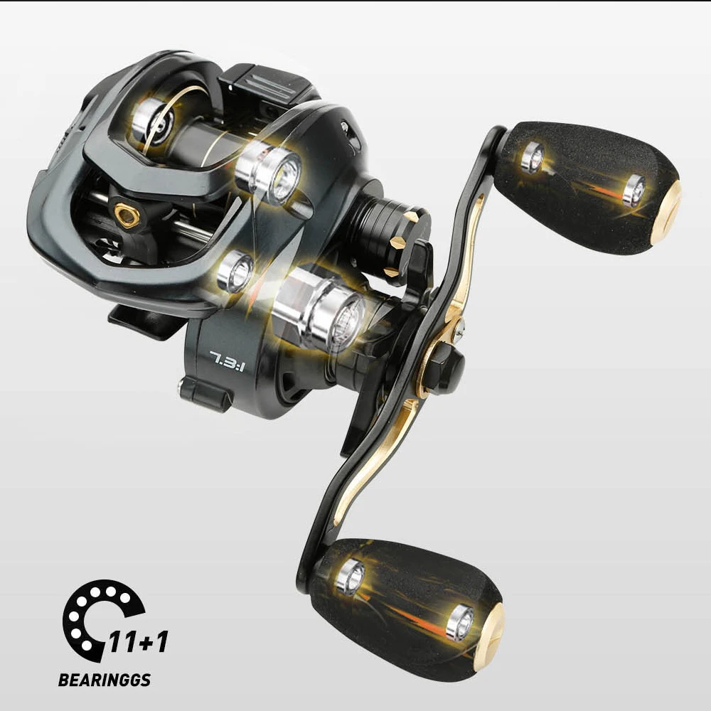 TEUKIM Baitcasting Reel 17.6LB Max Drag Carbon Fiber Baitcasters 11+1 Super Smooth Fishing Reels Magnet Brake System