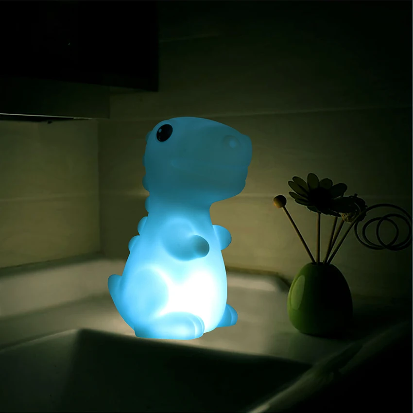 Dinosaur Night Light for Kids, LED Nursery Lamp Cute Baby Night Light Dinosaur Gifts for Boys Girls, Yellow, White, Blue, Pink