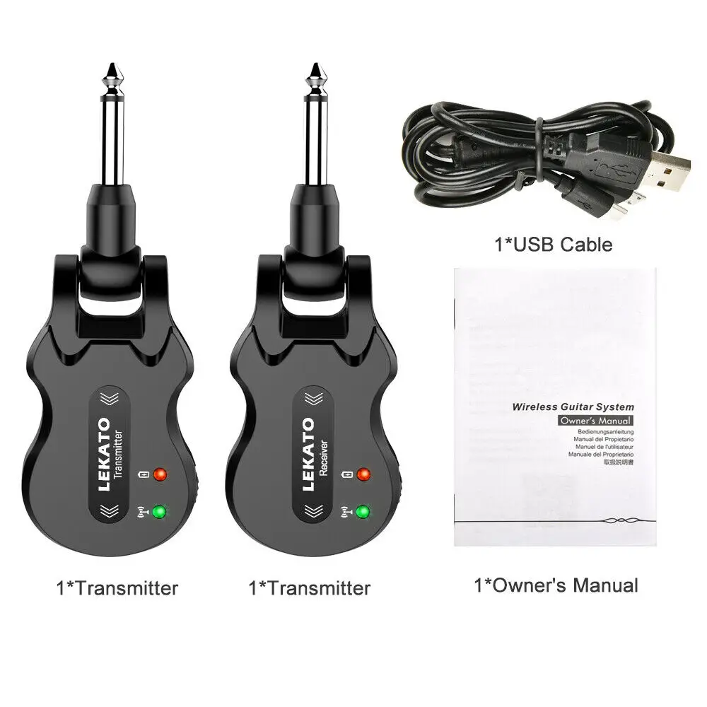 LEKATO-transmisor de guitarra eléctrica WS-50, sistema receptor inalámbrico de 4 canales, ISM, 5,8 Ghz, recargable, para accesorios de guitarra