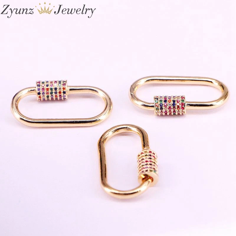 6PS، مشبك لولبي بيضاوي CZ Micro Pave، قفل حلقة تسلق بمشبك لولبي، مشبك متشابك، مشابك قفل بيضاوية الشكل