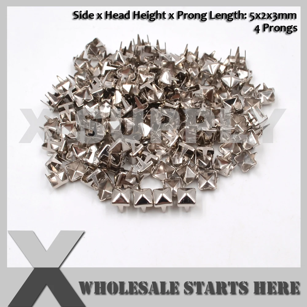 Gold Pyramid Pyramid Studs with 4 Prongs for Leather Belt,Dog Collar,DIY Craft,Hat,Shoes